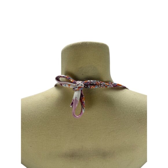 Sand Castle Swimwear Purple Print Bandeau Bikini Top Size M Halter Beach Resort - Picture 8 of 11